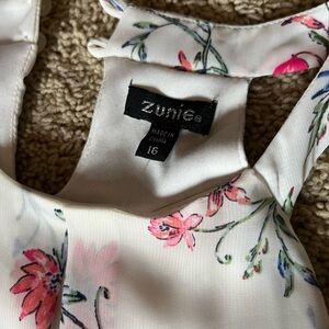 Zunie Pink and Green Floral Halter Top on White